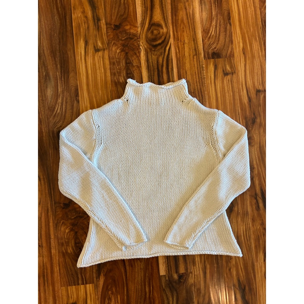 Coldwater Creek Cream Chunky Knit Mock Neck Cotton Blend Sweater XLG